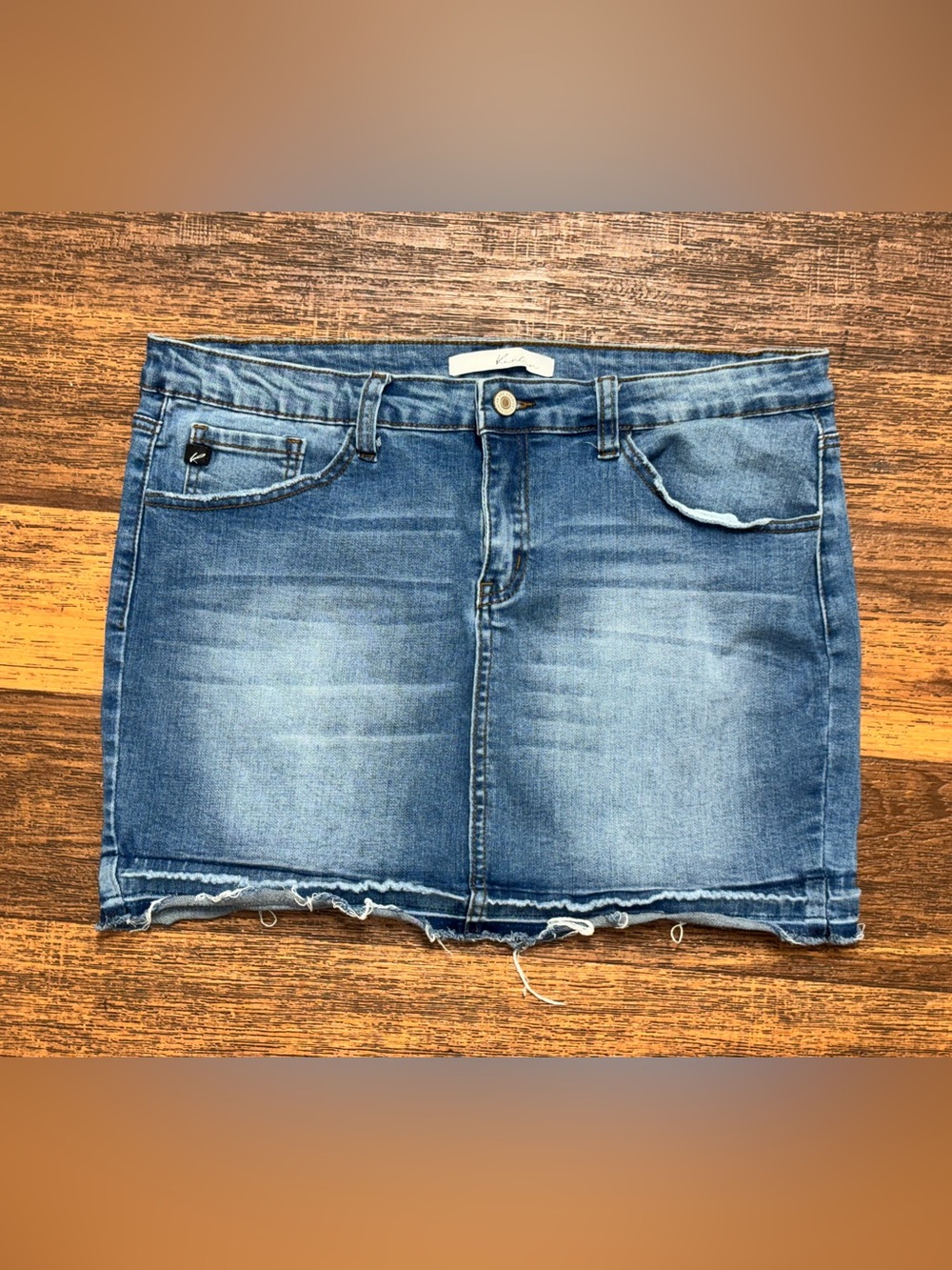 KanCan Light Blue Distressed Denim Mini Skirt